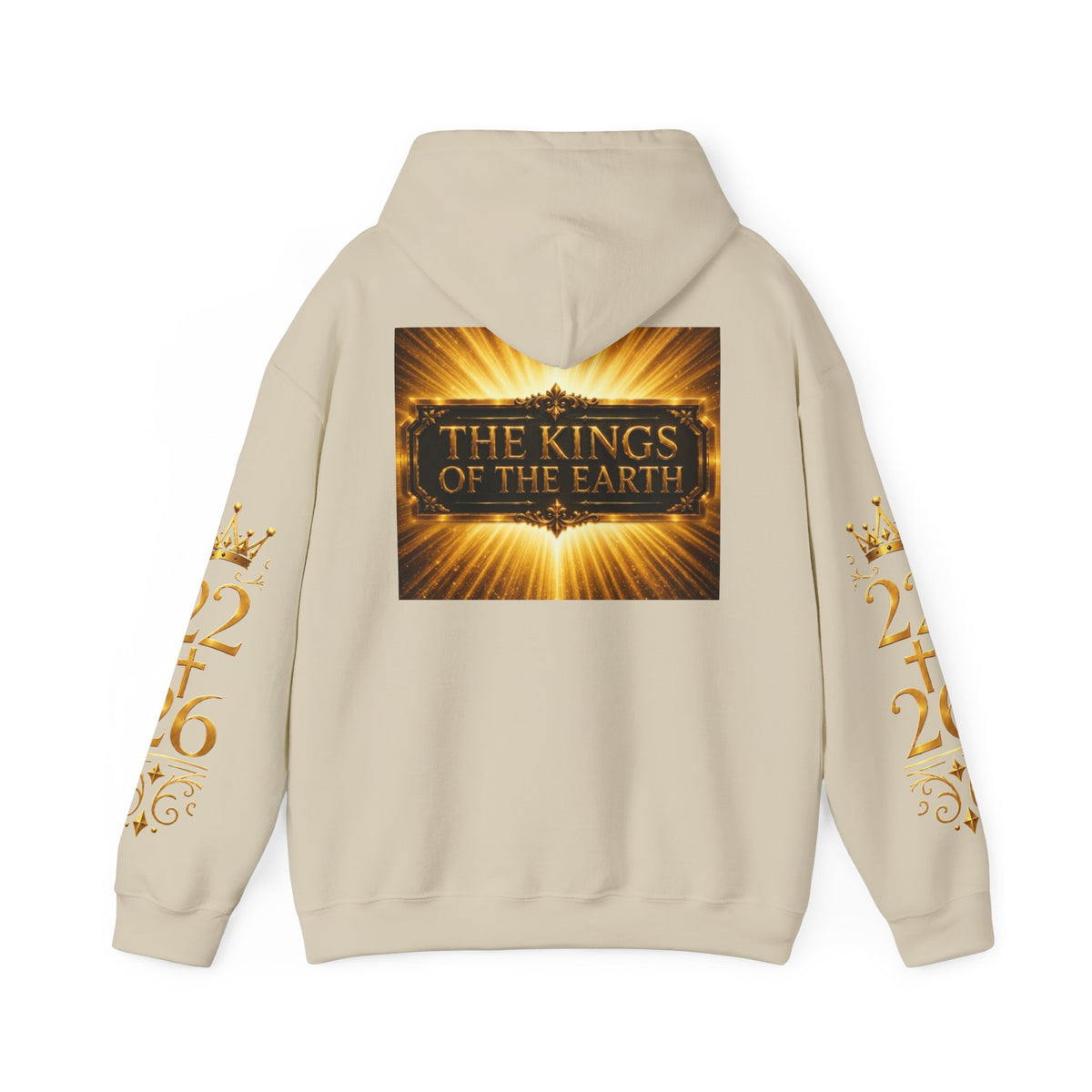 The Kings of the Earth Hoodie – Gold Radiant Crown Sweatshirt (2/6 Sleeve Design)