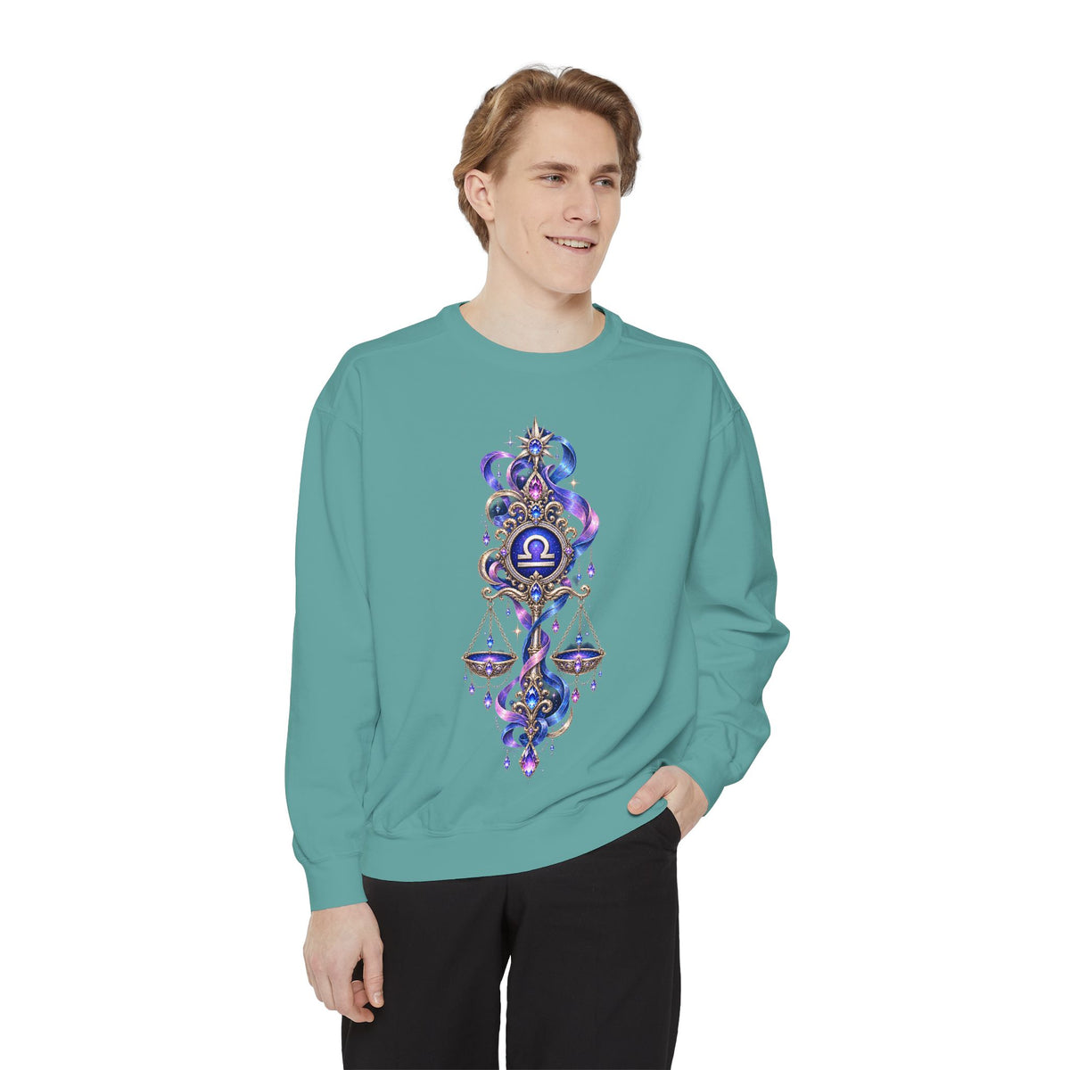 Libra Zodiac Sweatshirt — Scales Astrology Graphic Crewneck