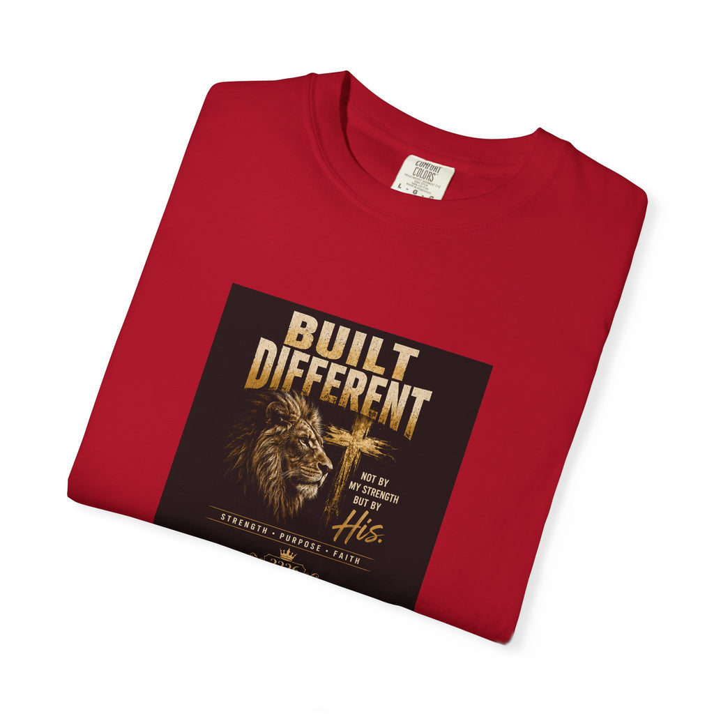 Built Different Lion Graphic T-Shirt — Motivational Vintage Crew Tee