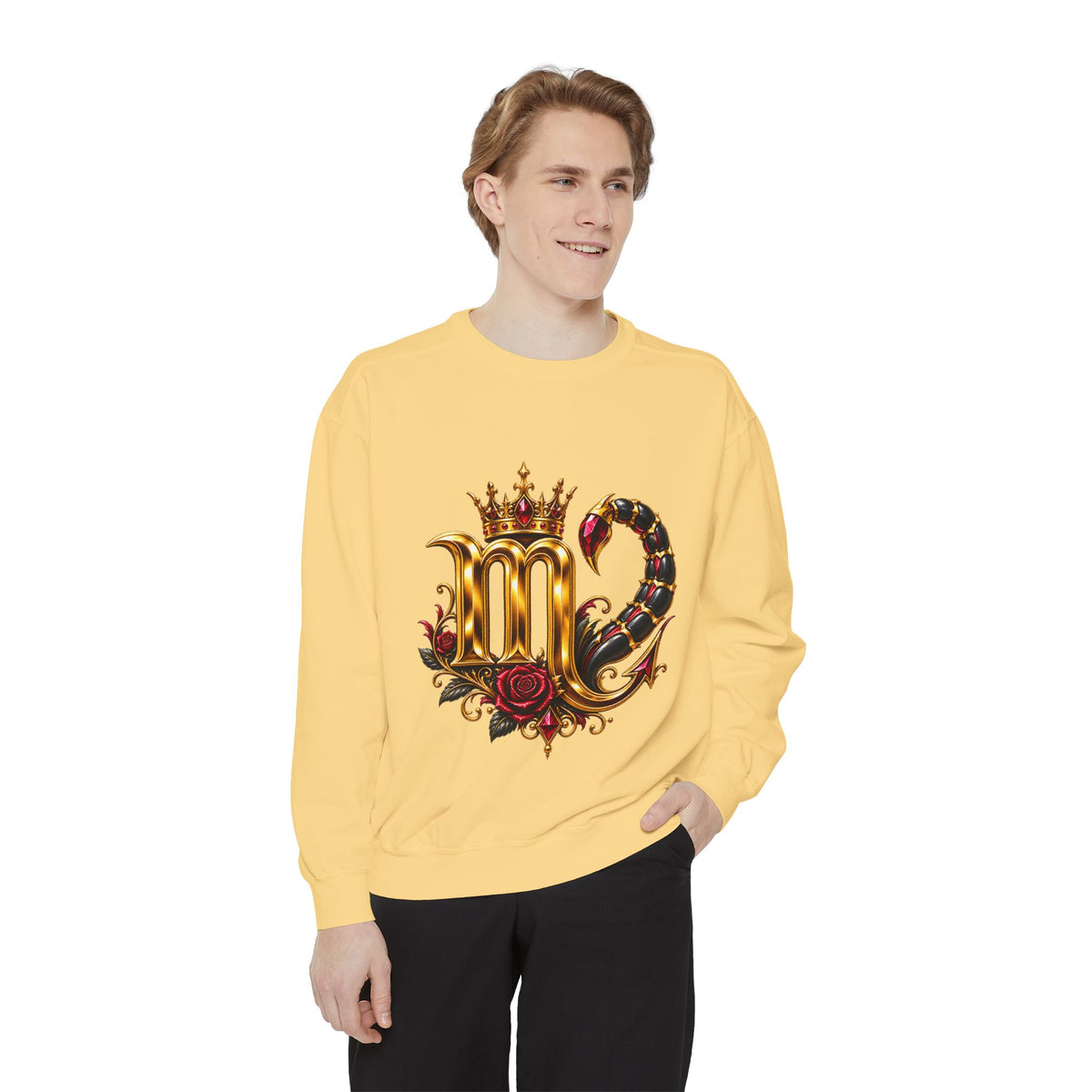 Scorpio Zodiac Sweatshirt — Regal Gold Scorpion Astrological Crewneck