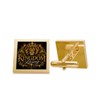 Gold Square 'Kingdom Living' Cufflinks - Elegant Religious Formalwear Accessory