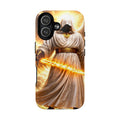 Angel Warrior Phone Case — Golden Archangel with Flaming Sword Tough Magnetic Cover
