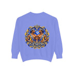 Gemini Zodiac Sweatshirt — Royal Blue & Gold Twin Symbol Crewneck