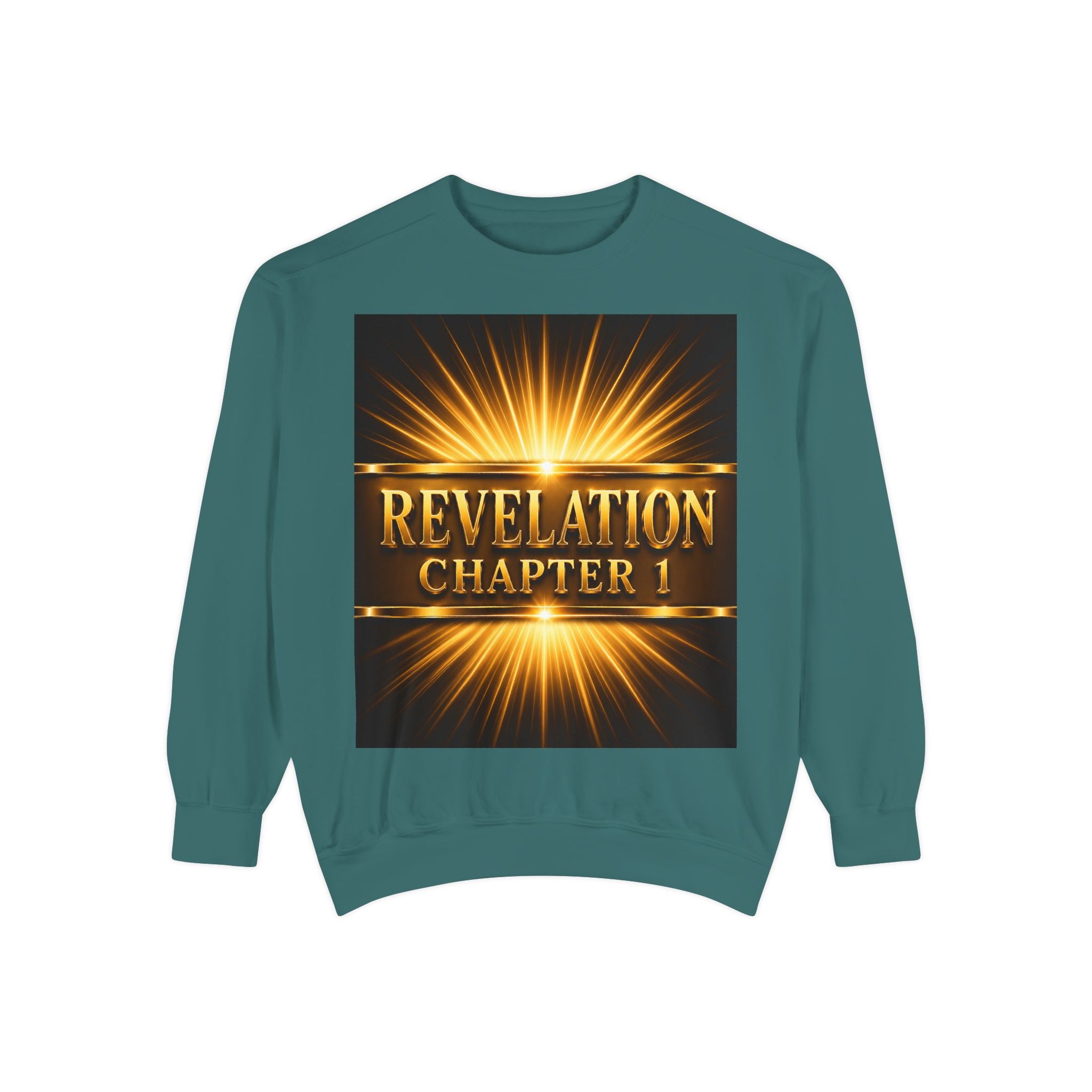 Revelation Chapter 1 Sweatshirt — Golden Christ Return Religious Crewneck