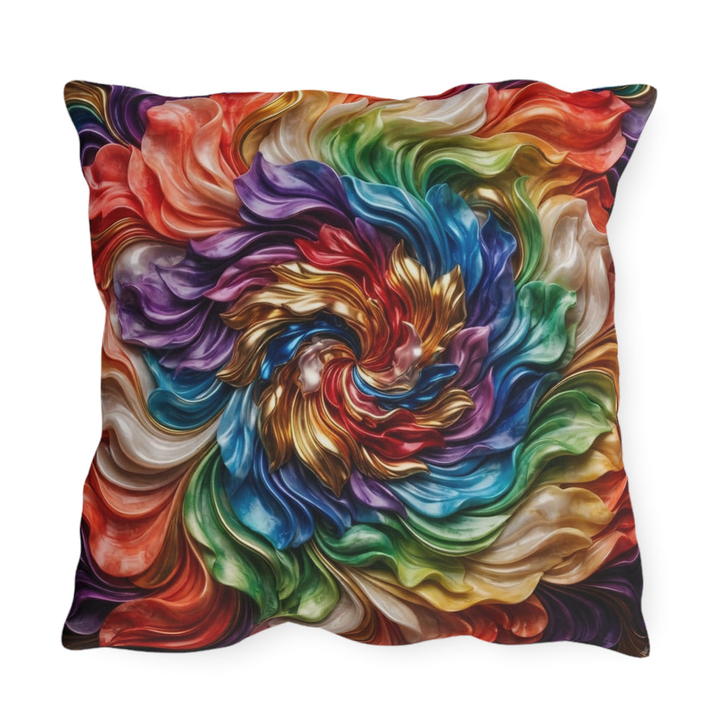 Colorful Swirl Outdoor Pillow — Vibrant Abstract Garden Cushion
