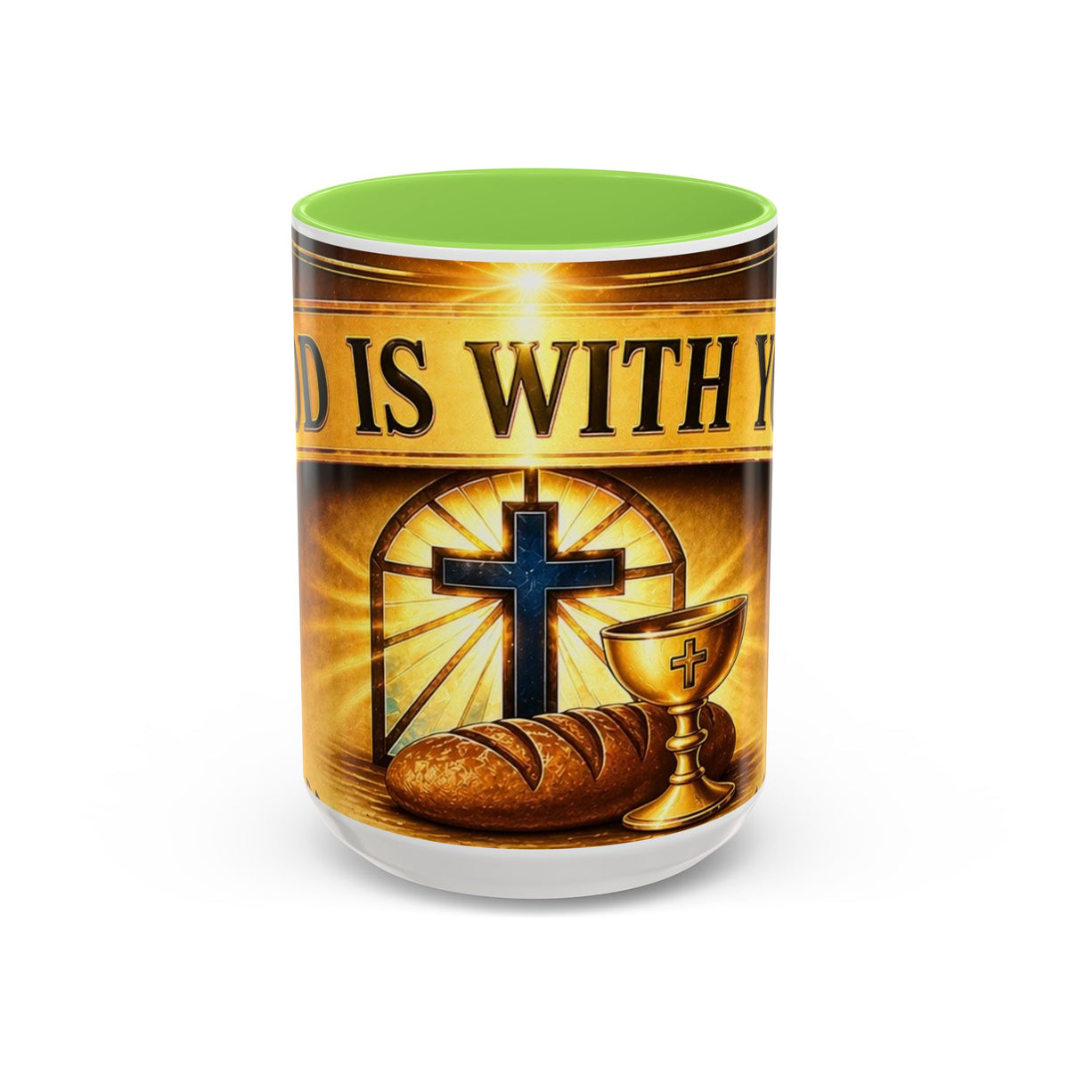 Inspirational Communion Mug — "God Is With You" Christian Coffee Cup