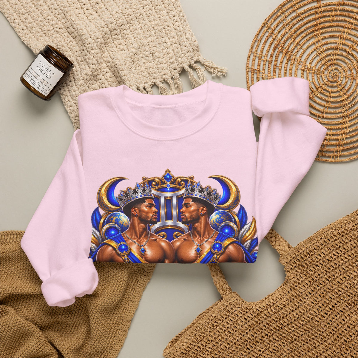 Gemini Zodiac Crewneck Sweatshirt — Twin Gods Astrology Graphic