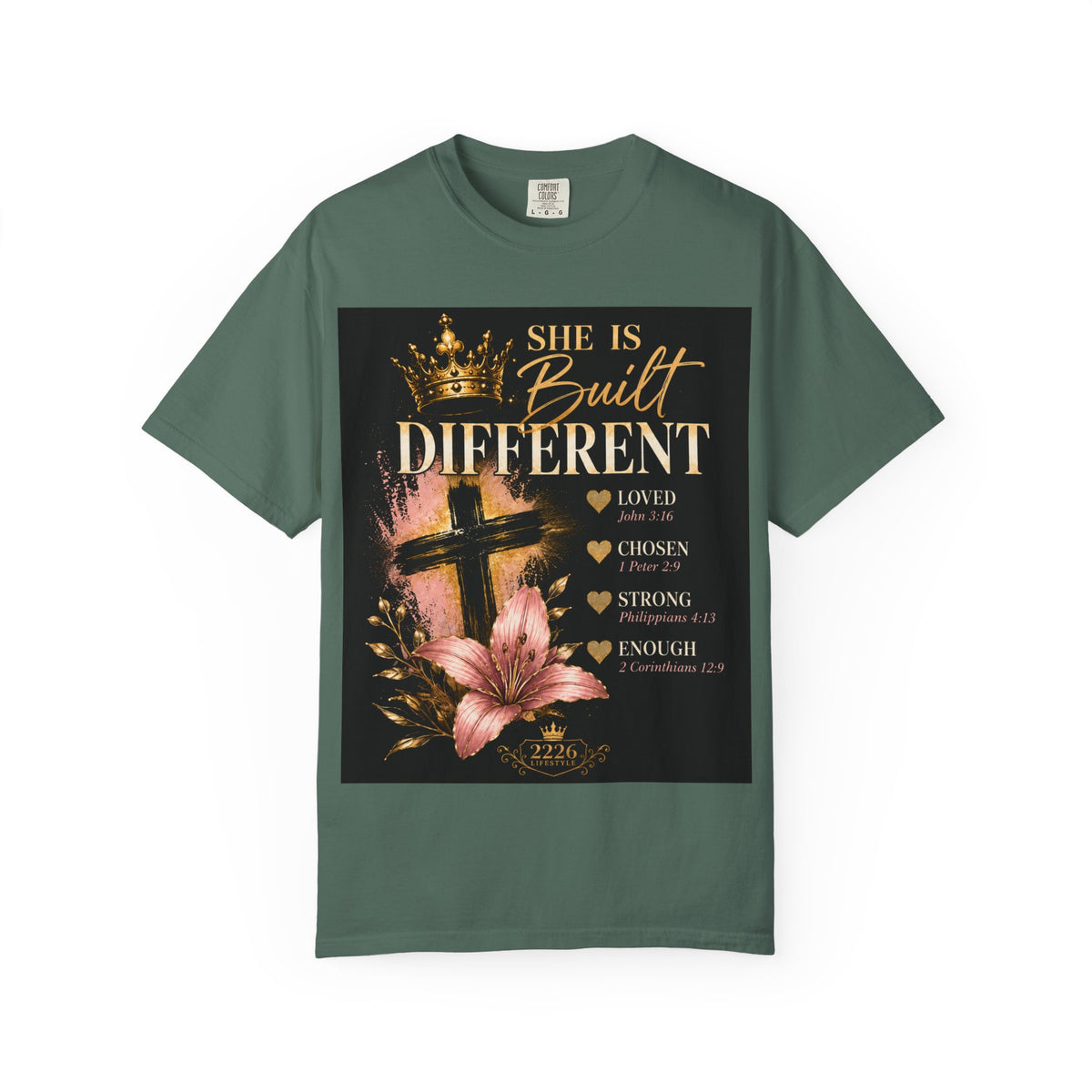 Christian Inspirational T-Shirt — "She Is Built Different / Built Right"