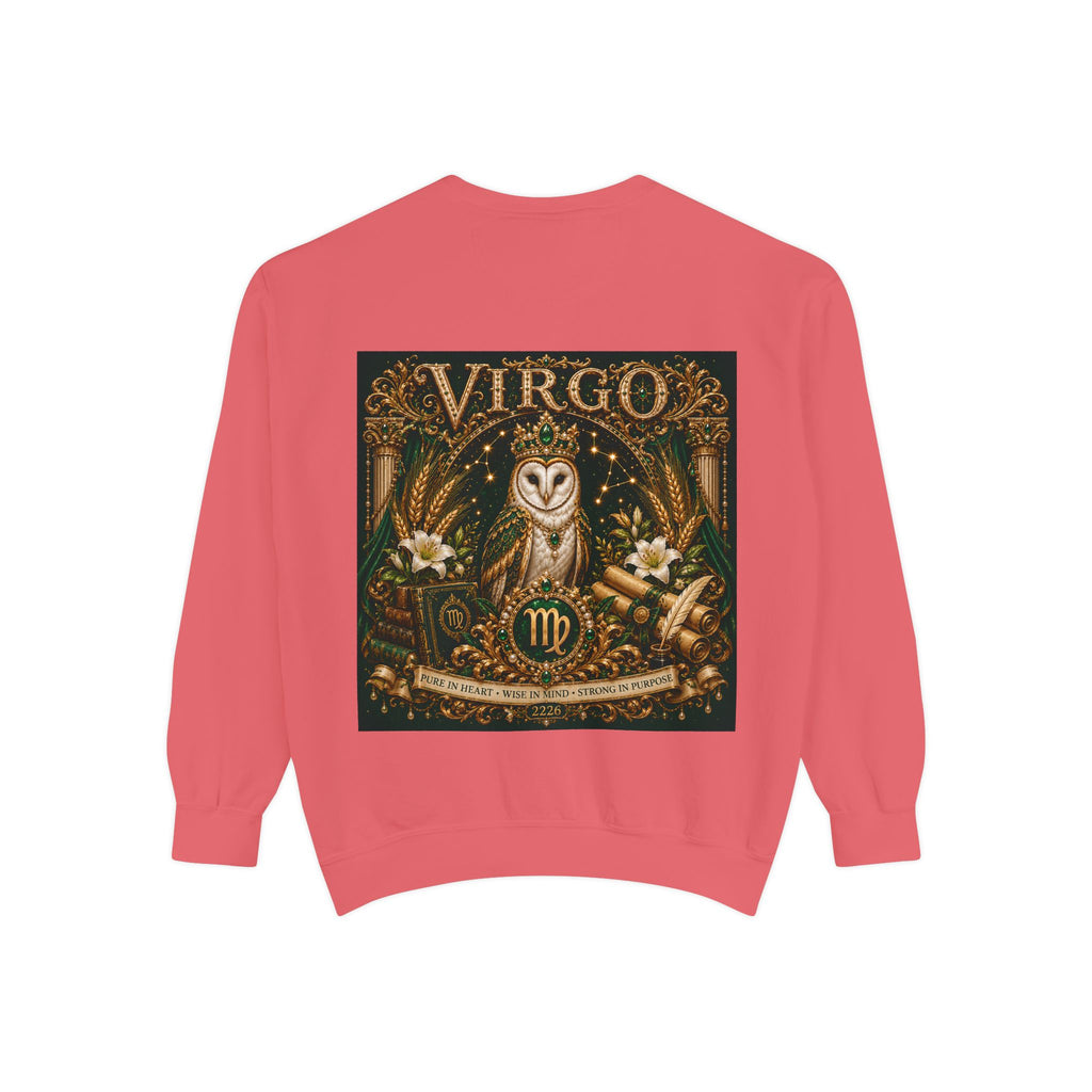Virgo Zodiac Sweatshirt — Virgo Goddess & Owl Astrology Crewneck