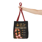 She Is Built Different Christian Tote Bag – Inspirational Faith Cross Design