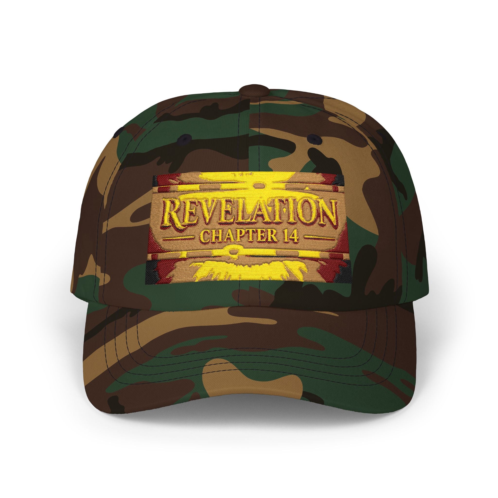 Revelation Chapter 4 White Dad Cap — Gold Vintage Bible Verse Hat