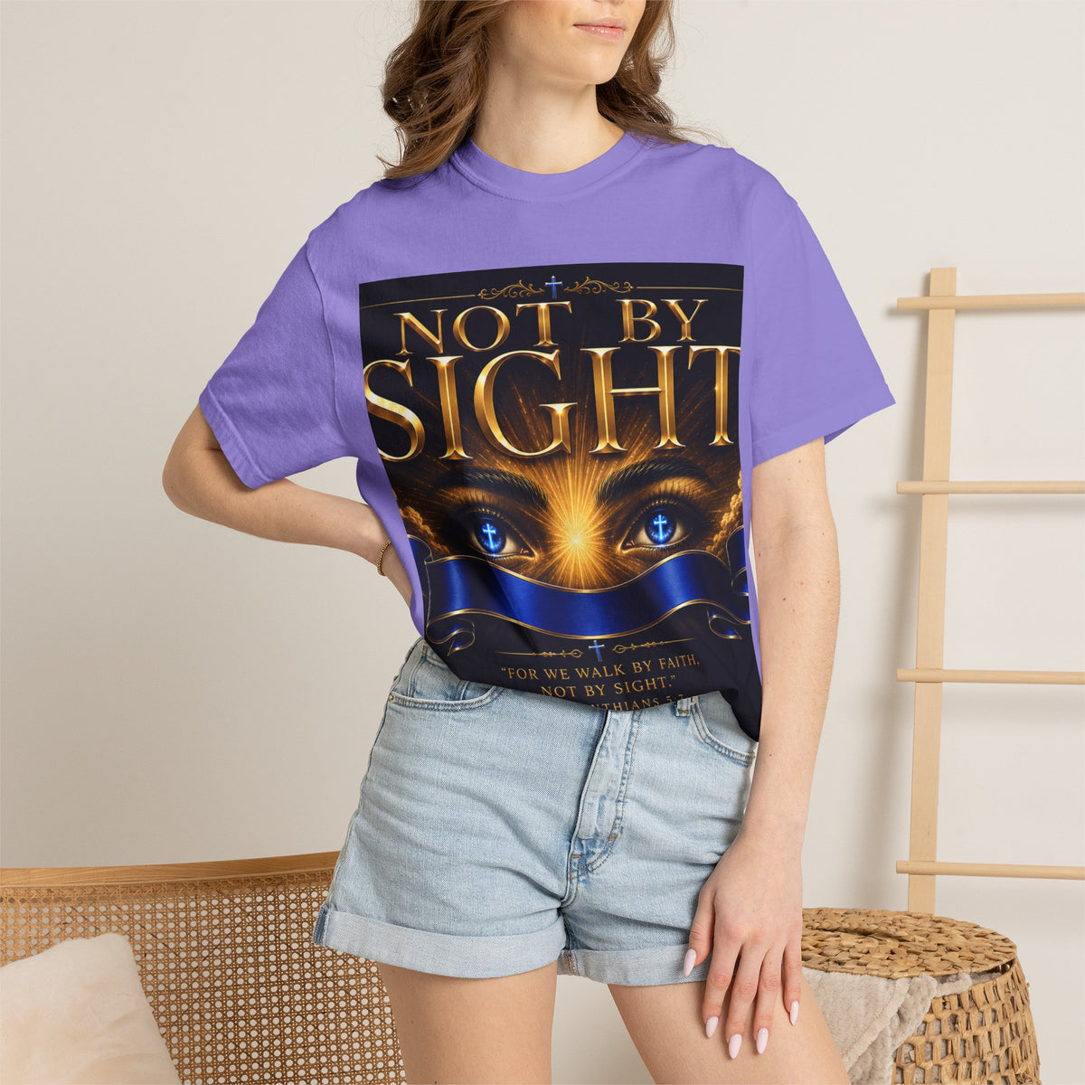Not By Sight / Walk By Faith T‑Shirt — Christian Faith Graphic Tee
