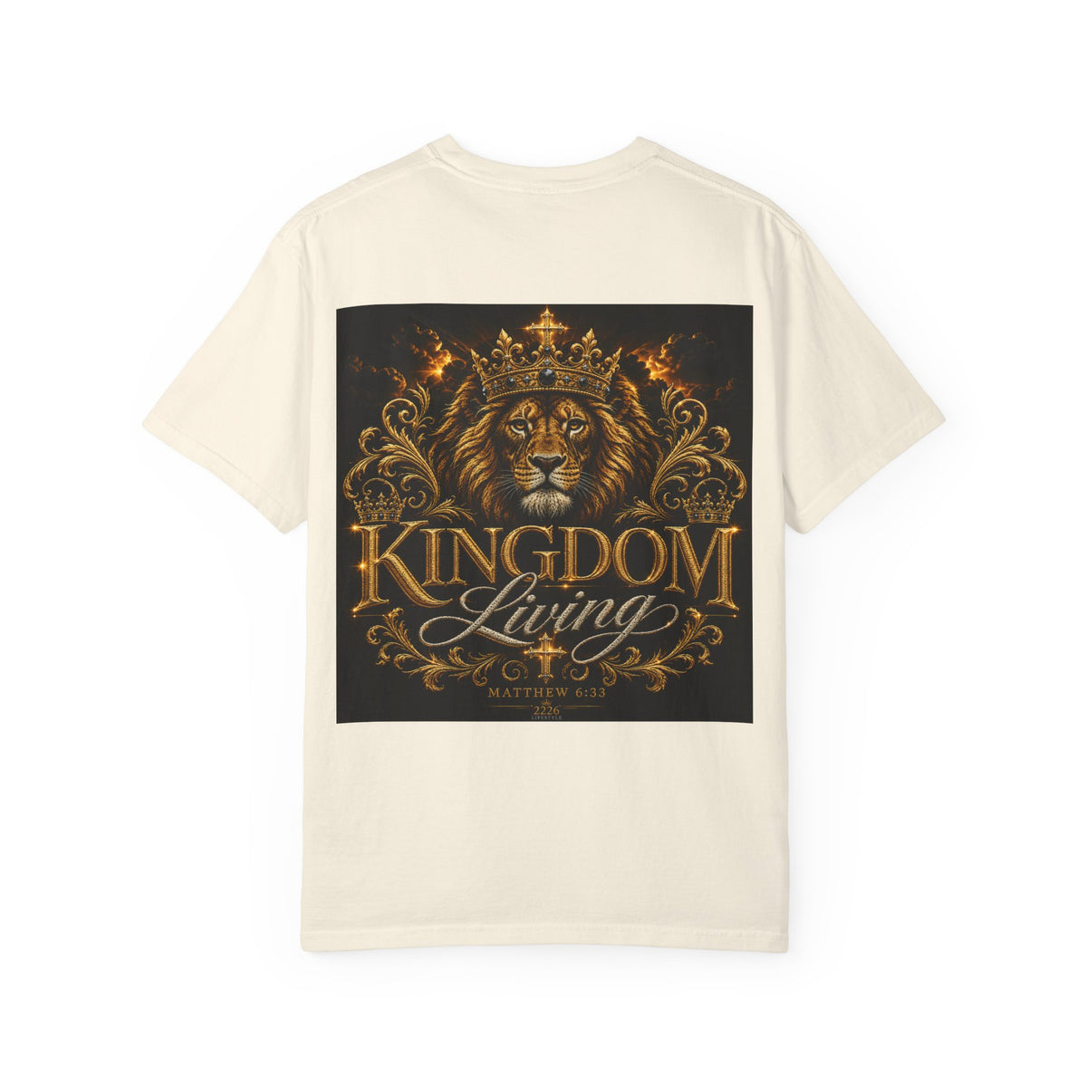 Kingdom Living Lion T-Shirt — Crowned Lion Faith Design (Matthew 6:33)
