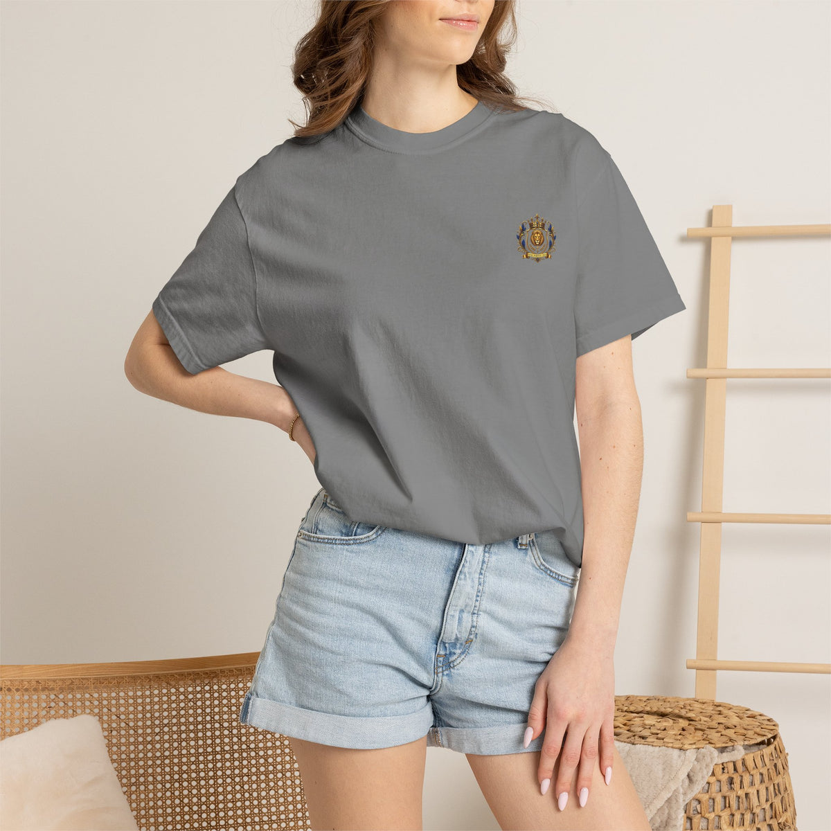 Lion Crest T-Shirt — Regal Crowned Lion with "Faith • Purpose • Peace" Back Graphic