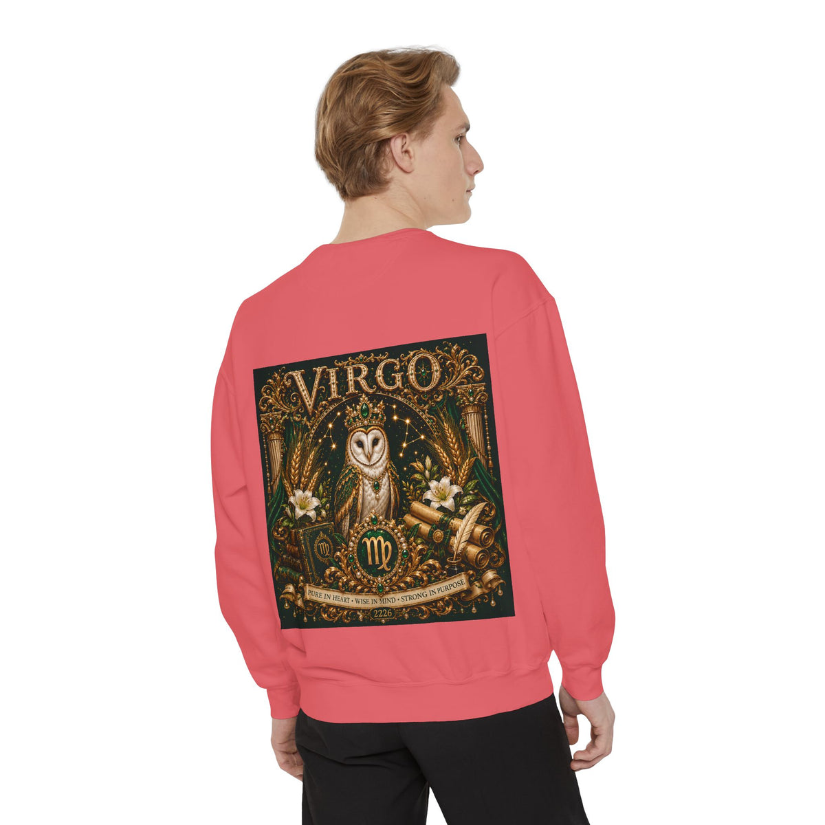 Virgo Zodiac Sweatshirt — Virgo Goddess & Owl Astrology Crewneck