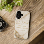 Marble Gold "Be Still" Psalm 46:10 Tough Phone Case