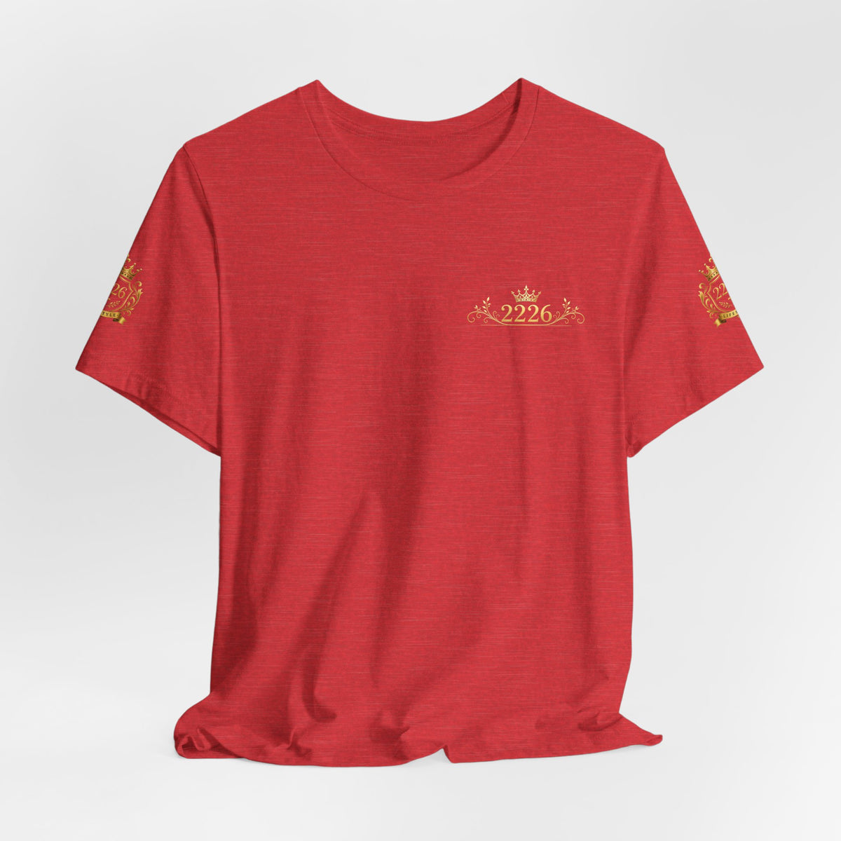 White Crown Logo Tee — Small Gold Crown Chest & Sleeve Graphic