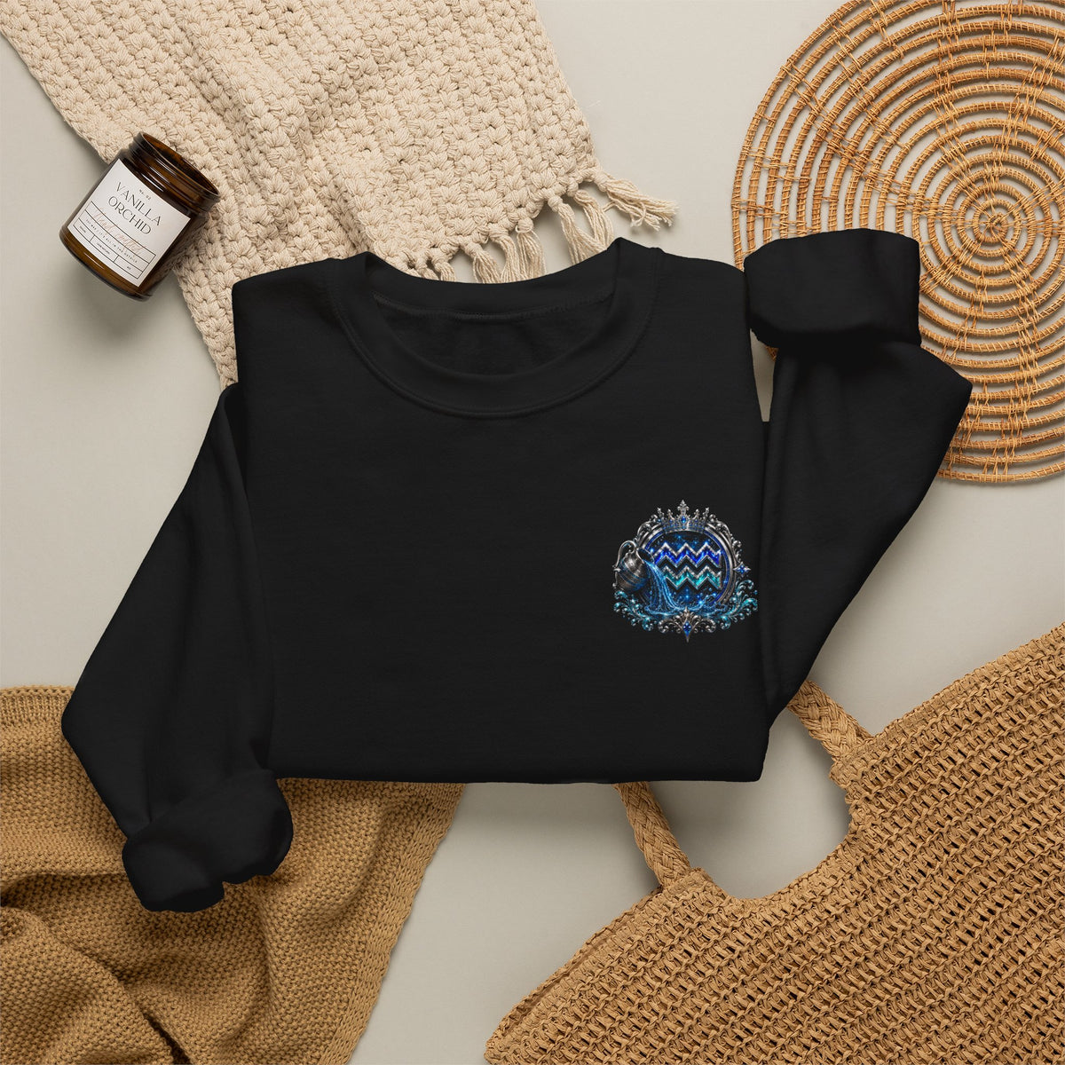 Aquarius Crewneck Sweatshirt — Zodiac Water-Bearer Astrology Pullover