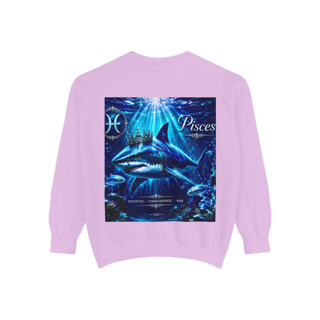 Pisces Zodiac Sweatshirt — Cosmic Blue Pisces Shark Astrological Crewneck