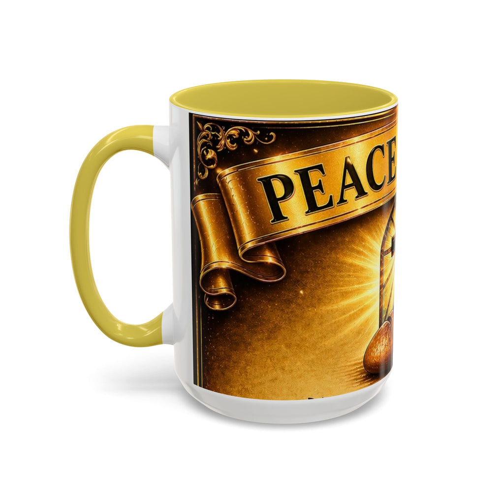 Peace Be Still Christian Coffee Mug — Communion Bread & Chalice Design