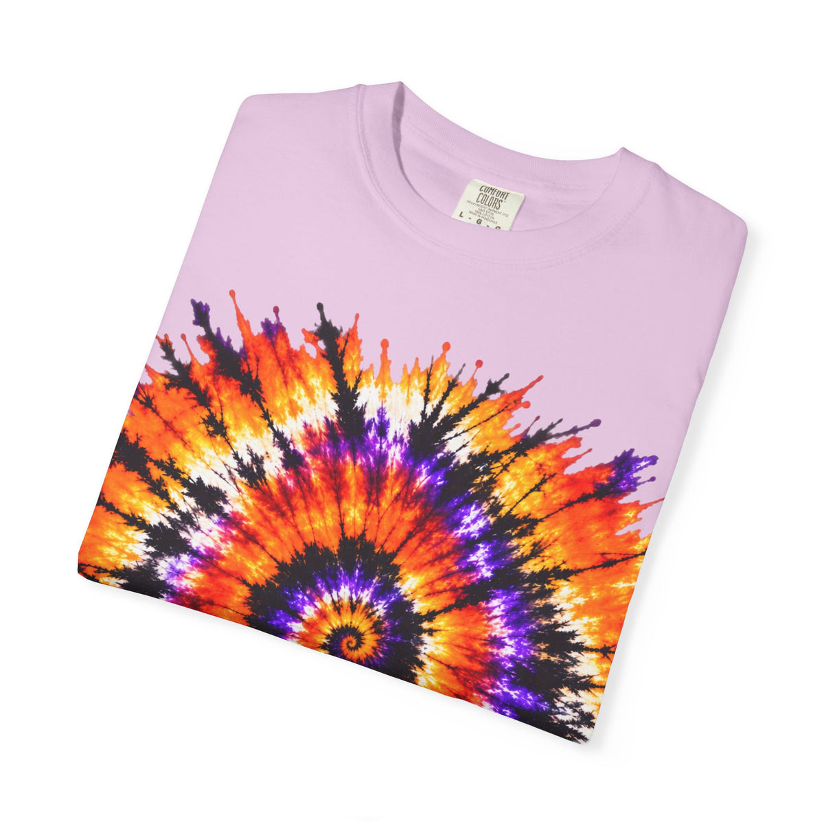 Tie-Dye Spiral T-Shirt — Orange Purple Psychedelic Graphic Tee