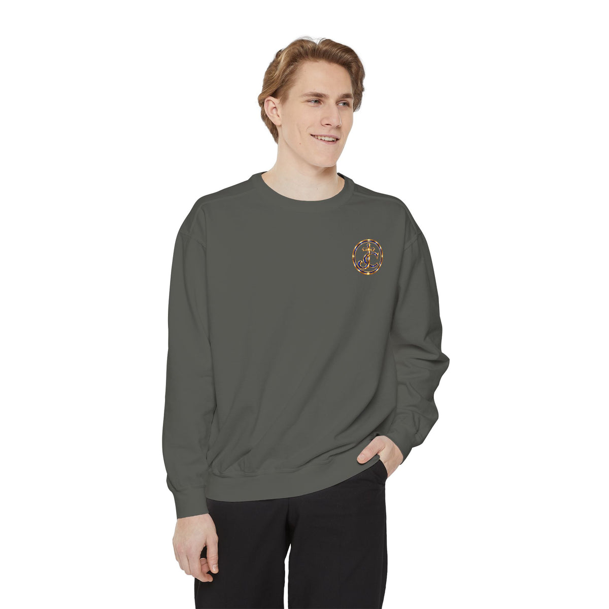 Religious Sweatshirt — “Jesus Christ Today, Tomorrow and Forever More” Crown Graphic