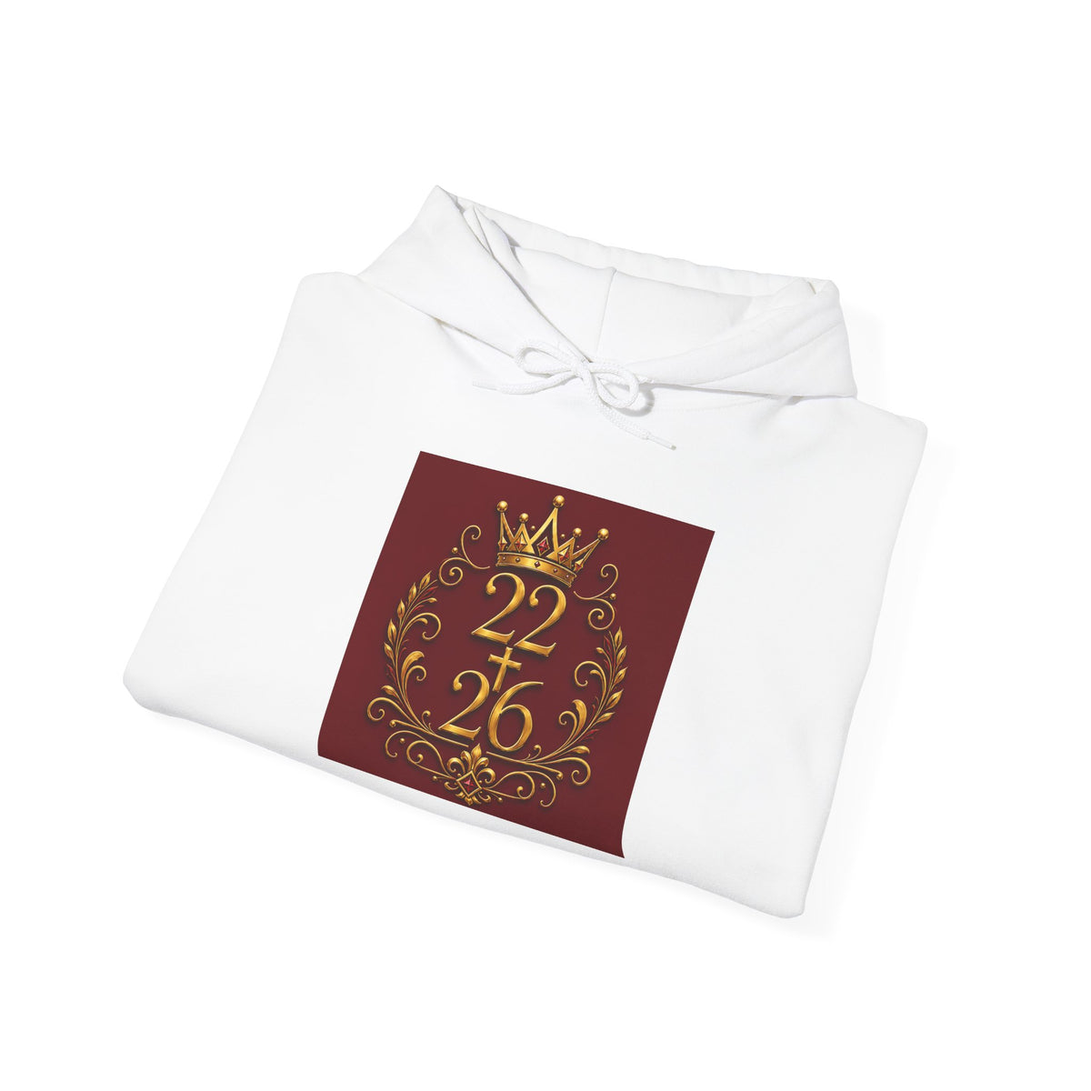 Hoodie “22•26” Regal Crest Pullover — Maroon & Gold Crowned Design