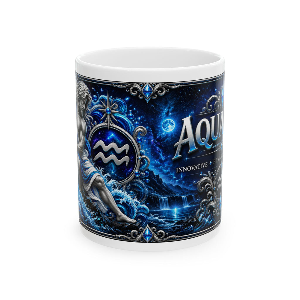 Aquarius Zodiac Ceramic Mug — Astrology Gift (11oz/15oz)