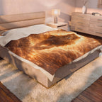 Lion of Light Velveteen Plush Blanket — Golden Majestic Lion Throw for Bedroom & Gifts