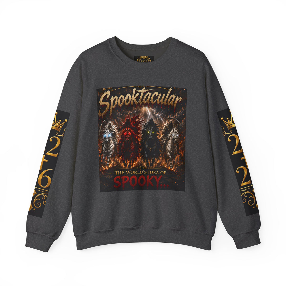 Religious Halloween Crewneck Sweatshirt — "Spooktacular" & "Still on the Throne" Graphic