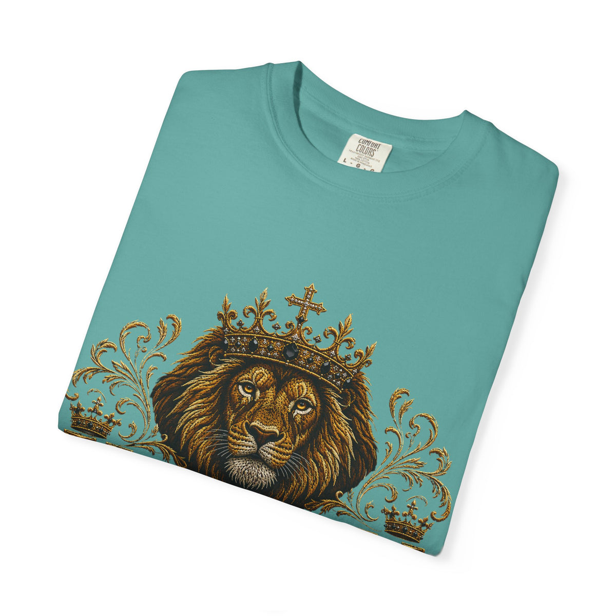 Kingdom Living Lion T-Shirt — Inspirational Christian Cross Floral Tee