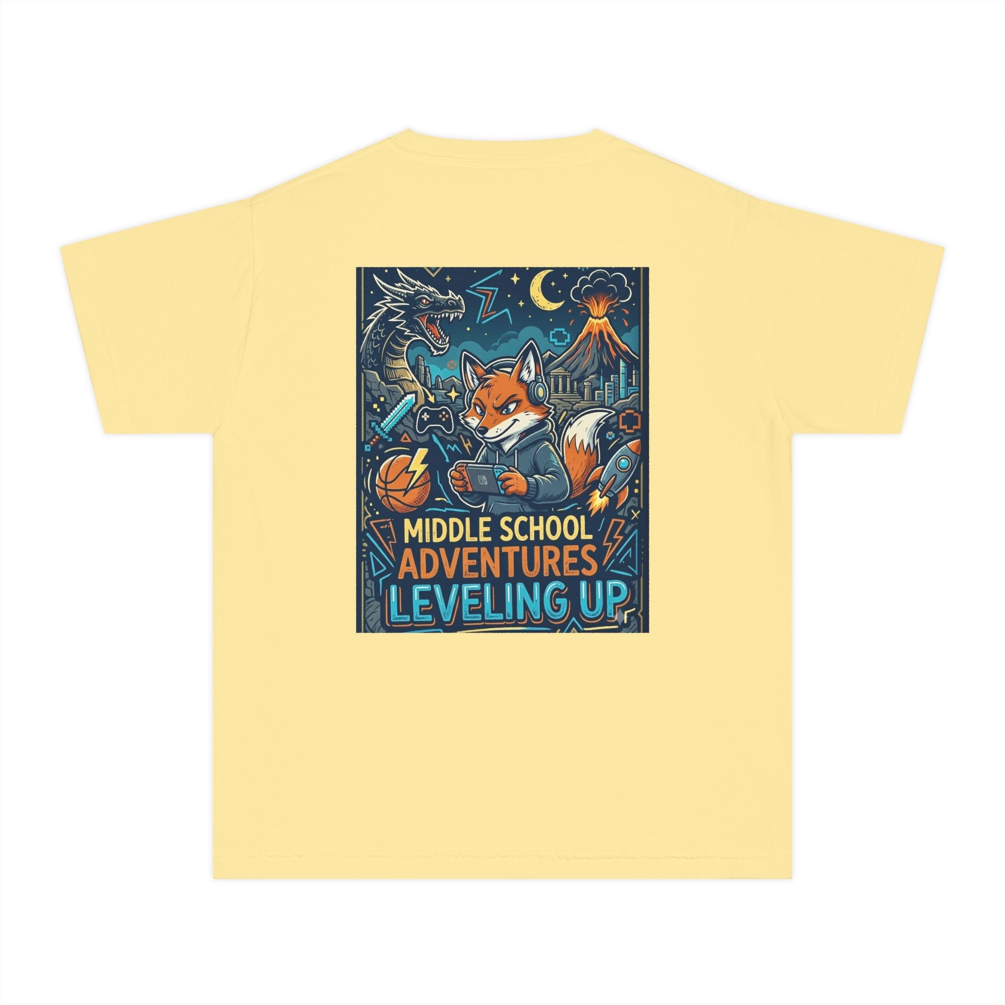 Youth Tee — Middle School Adventures "Leveling Up" Fox Graphic