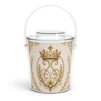 Regal Gold Crown Ice Bucket with Tongs — Vintage Ornate Bar Accessory