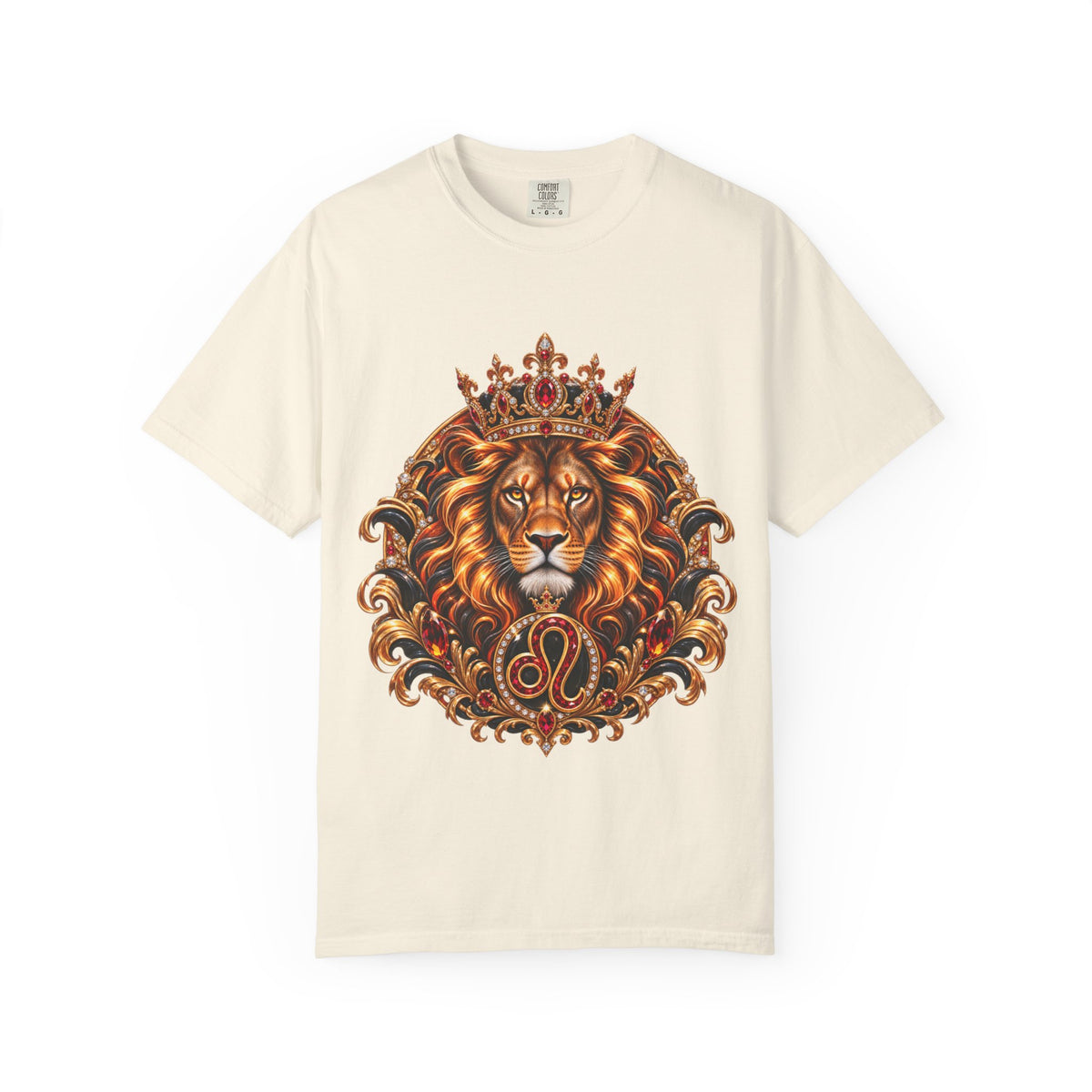 Leo Zodiac Lion T-Shirt — Regal Crowned Lion Astrology Tee