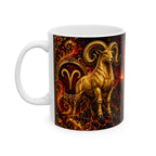 Aries Zodiac Mug — Fiery Ram Horoscope Ceramic Coffee Cup (11oz/15oz)