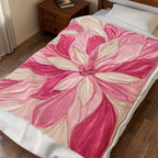 Plush Velveteen Blanket — Pink Floral Petal Design, Soft Cozy Throw