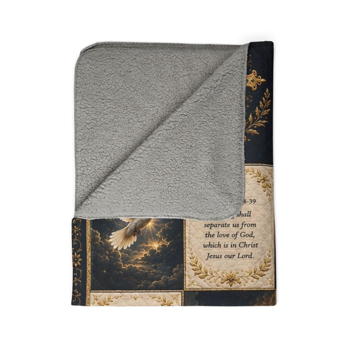 Inspirational Faith Sherpa Blanket - Scripture & Religious Symbols Patchwork