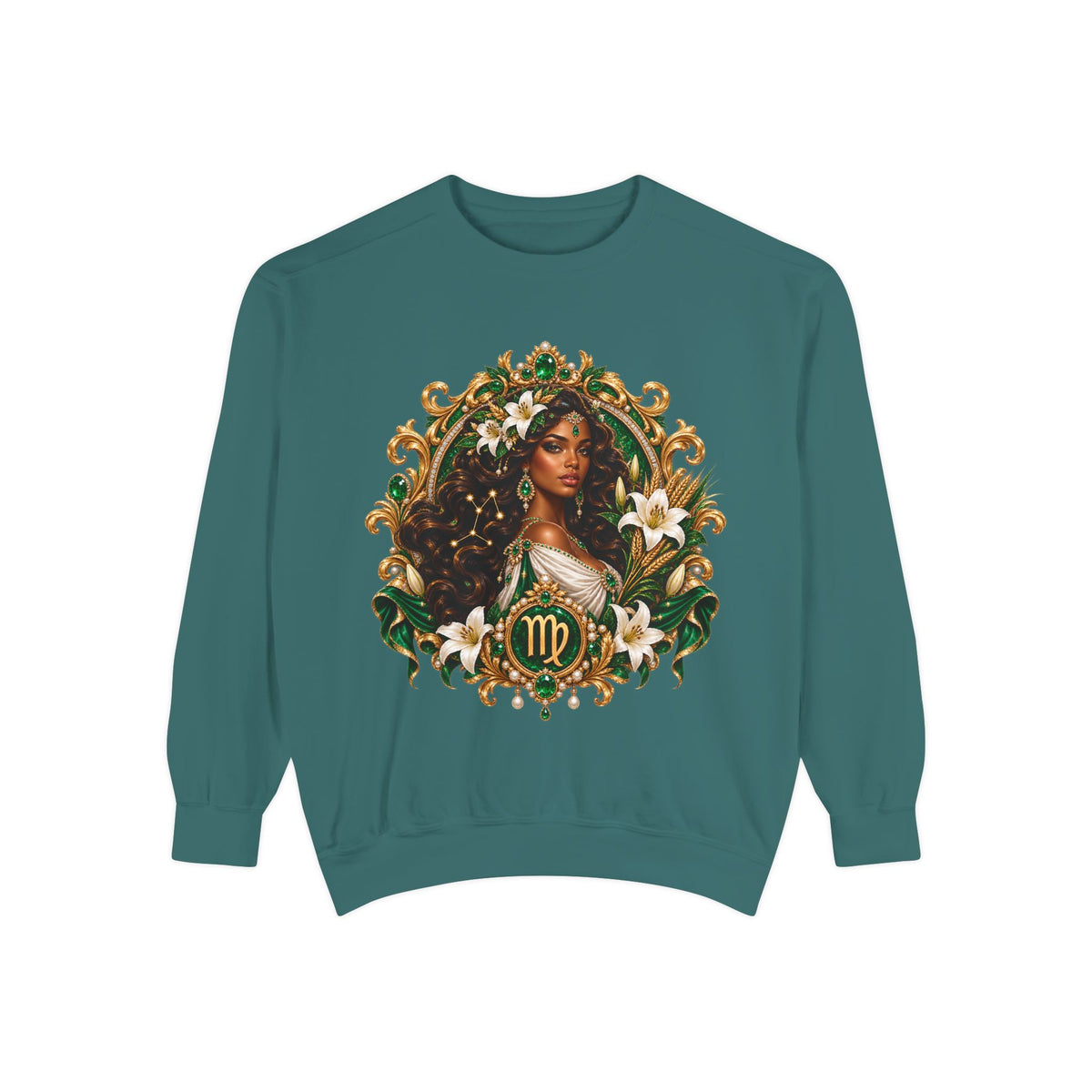 Virgo Zodiac Sweatshirt — Virgo Goddess & Owl Astrology Crewneck