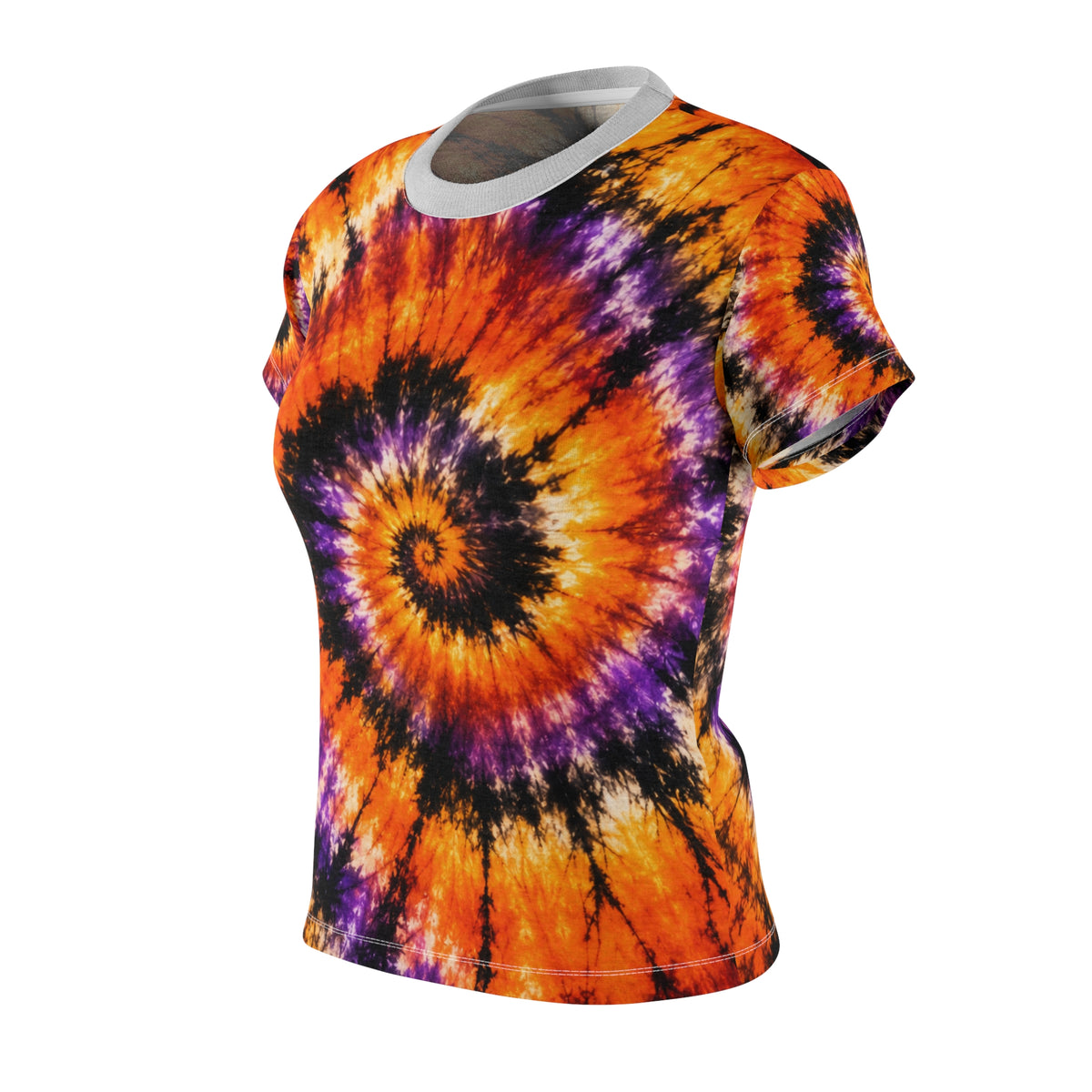 Tie-Dye Spiral Women's Tee — Orange Purple Halloween Vibe