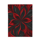 Velveteen Plush Blanket — Luxe Red & Black Floral Swirl Throw