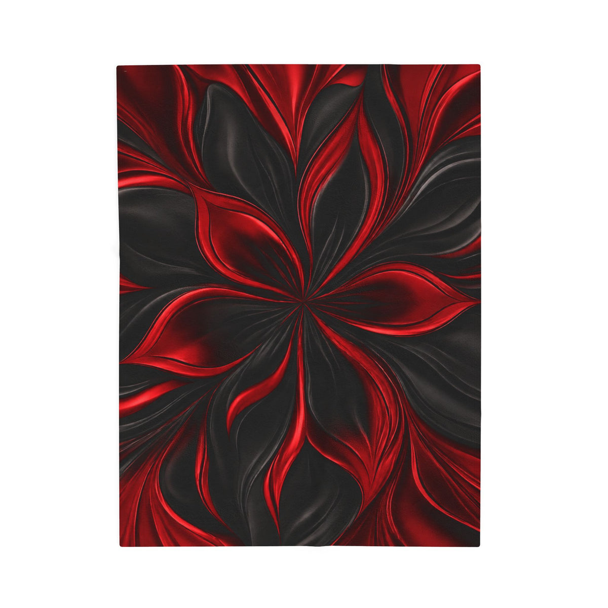 Velveteen Plush Blanket — Luxe Red & Black Floral Swirl Throw