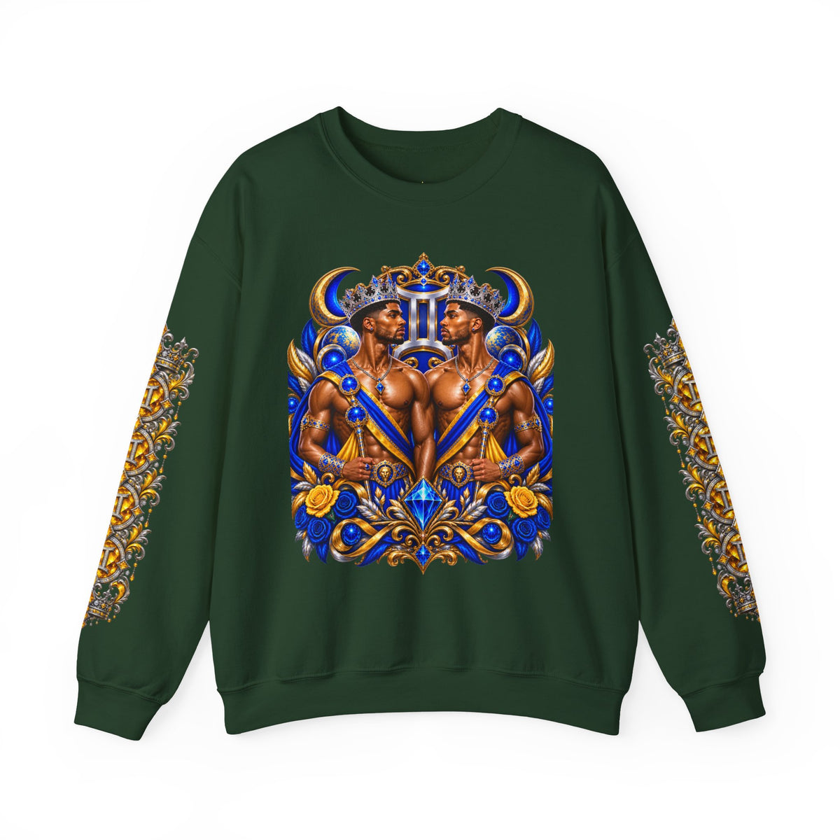 Gemini Zodiac Crewneck Sweatshirt — Twin Gods Astrology Graphic