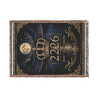 Royal Crest Woven Throw Blanket — Personalized 2226 Emblem, Moon & Globe Decorative Throw