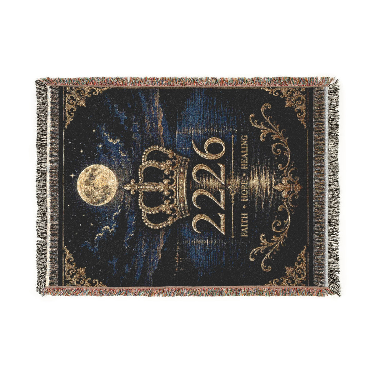 Woven Blanket — Custom Royal Crest 2226 Moon & Globe Throw