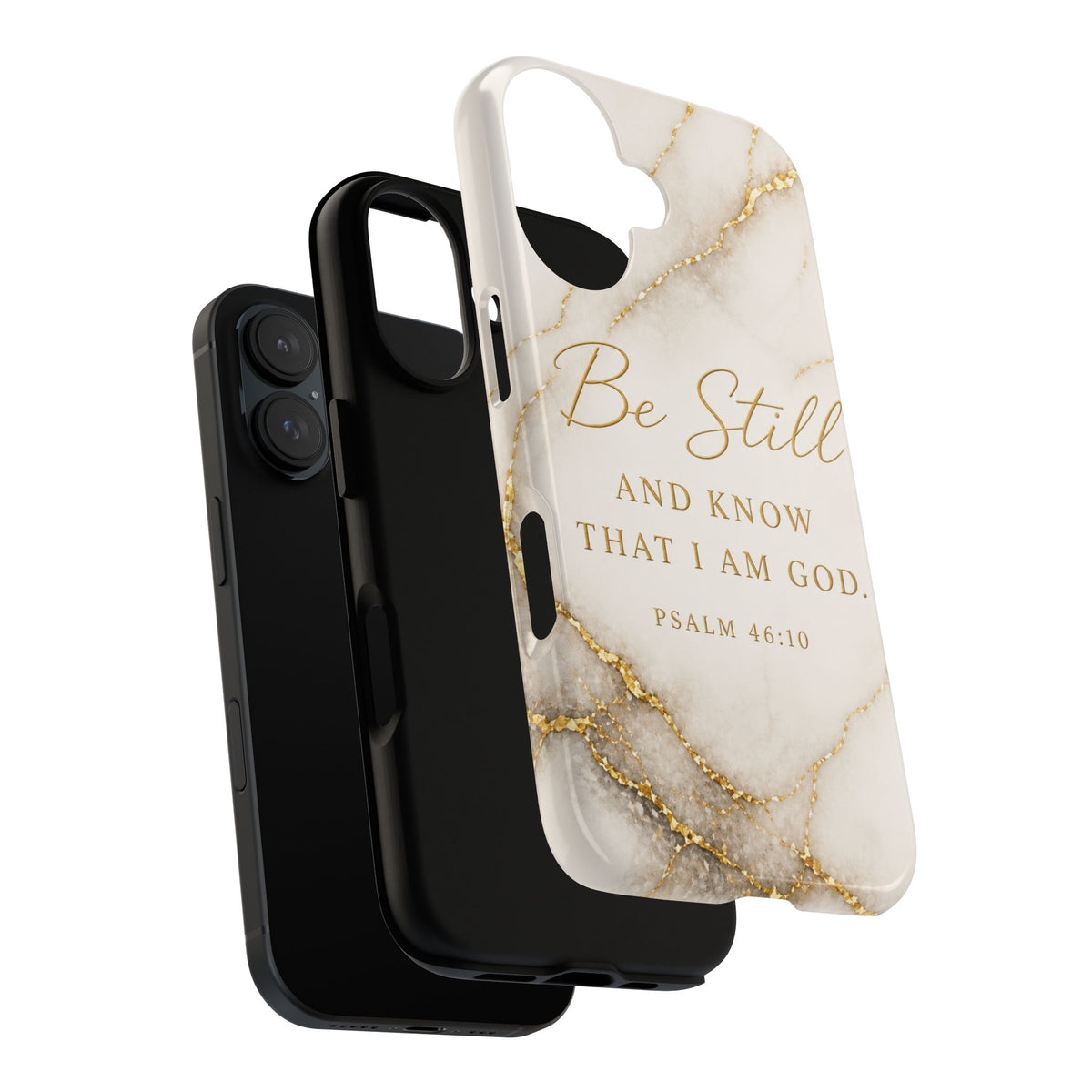 Marble Gold "Be Still" Psalm 46:10 Tough Phone Case