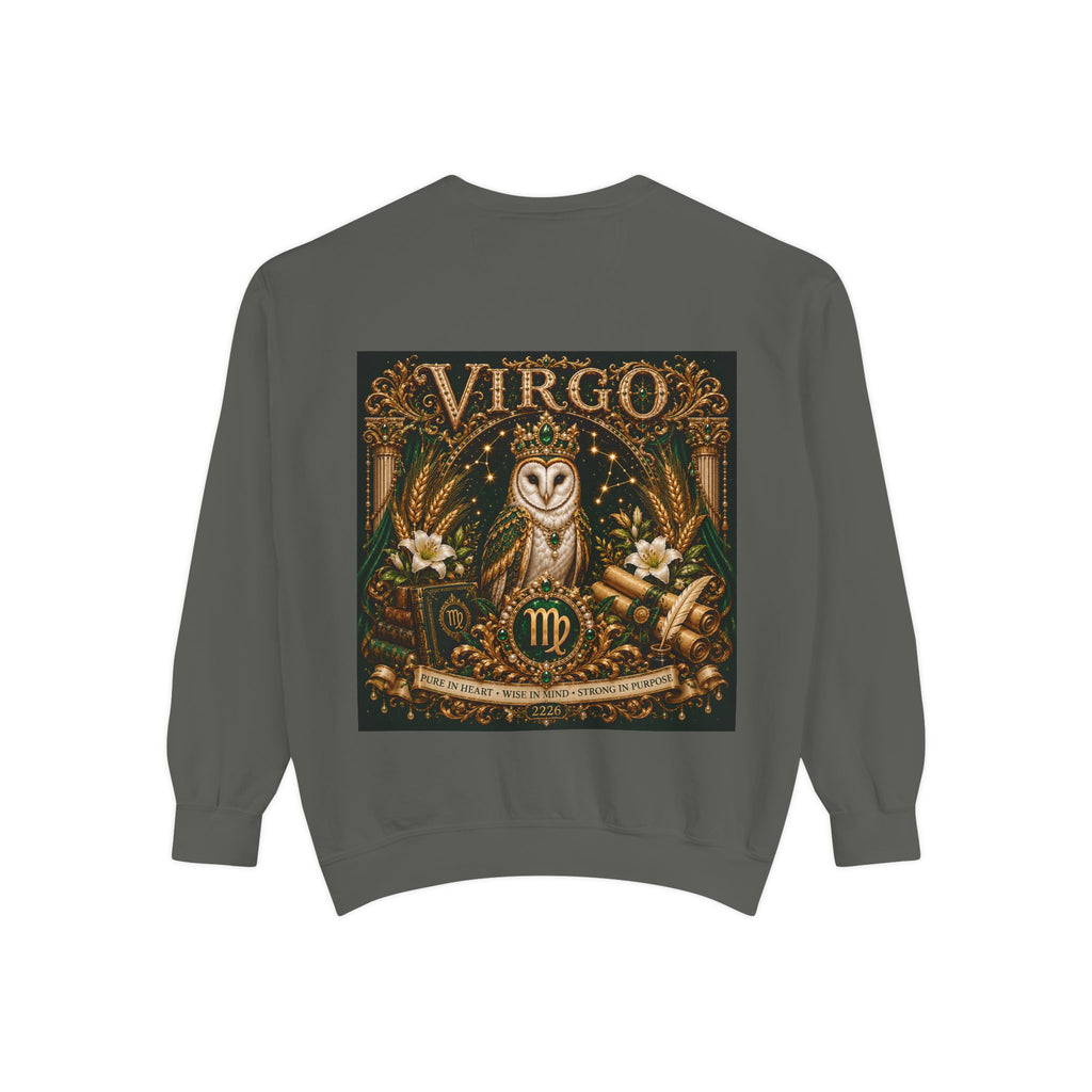 Virgo Zodiac Sweatshirt — Virgo Goddess & Owl Astrology Crewneck