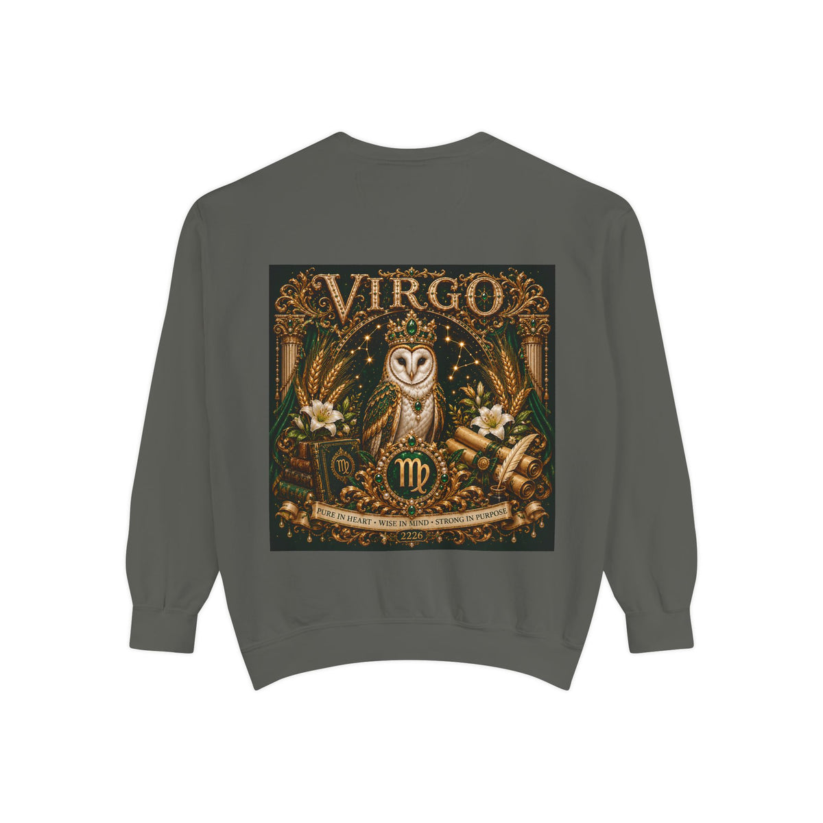 Virgo Zodiac Sweatshirt — Virgo Goddess & Owl Astrology Crewneck