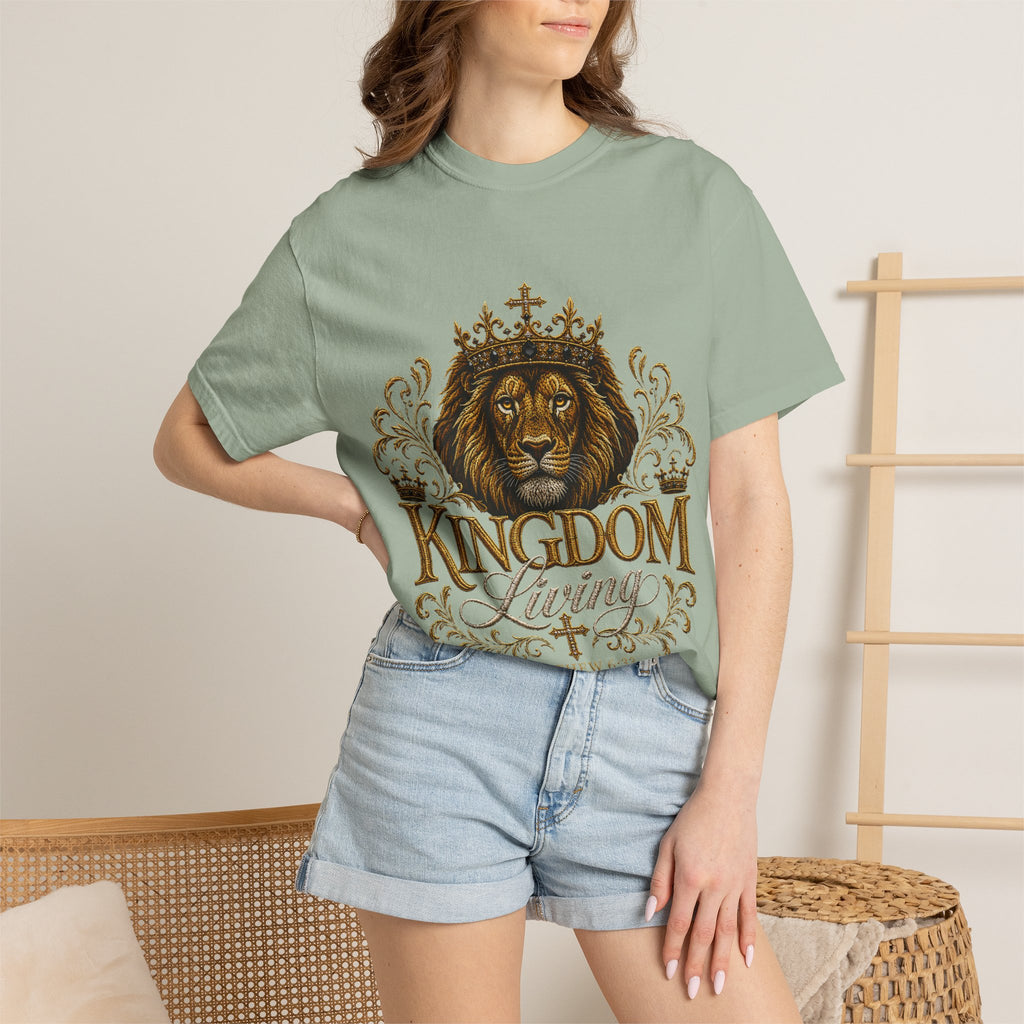 Kingdom Living Lion T-Shirt — Inspirational Christian Cross Floral Tee