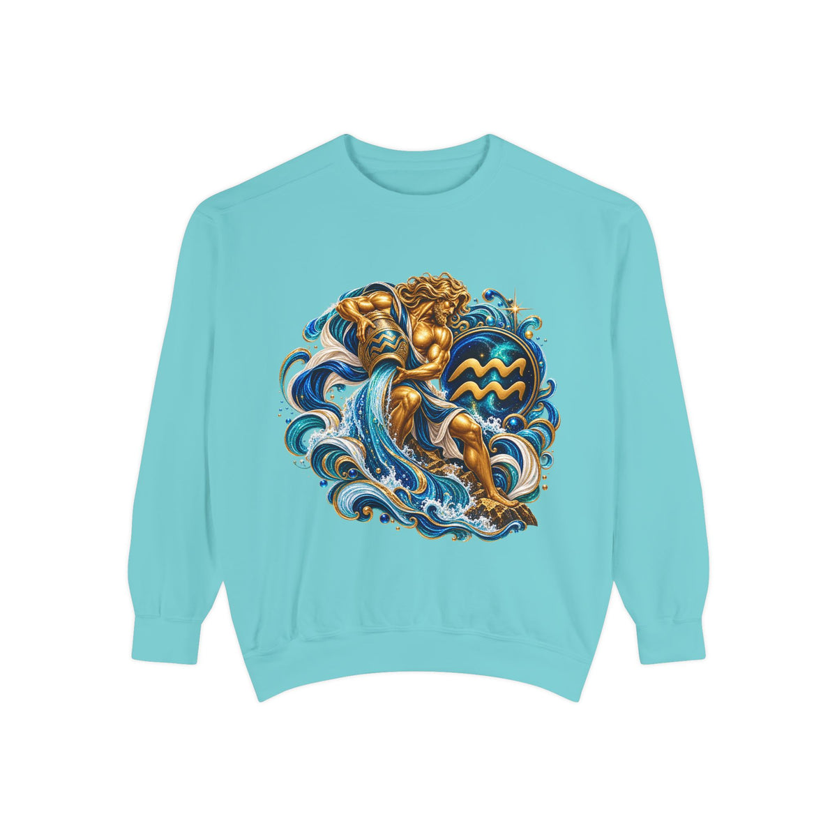 Aquarius Zodiac Sweatshirt — Water Bearer Astrology Graphic Crewneck