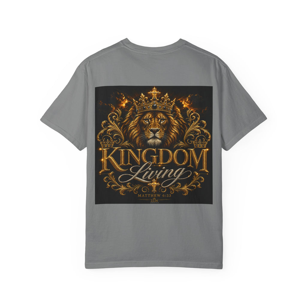 Kingdom Living Lion T-Shirt — Crowned Lion Faith Design (Matthew 6:33)